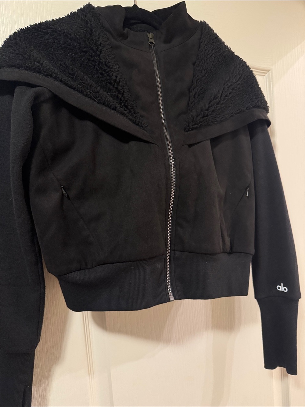 Alo Yoga lab winter Sherpa sweater, zip - hooded.